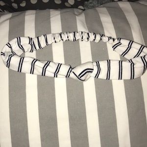 Top knot navy blue & white headband